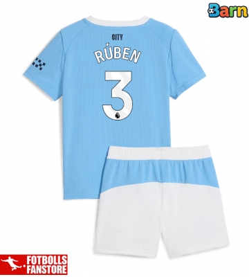 Manchester City Ruben Dias #3 Hemmatröja Barn 2025-26 Kortärmad (+ Korta byxor)